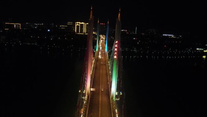 城市航拍湖南益阳资江龙洲大桥