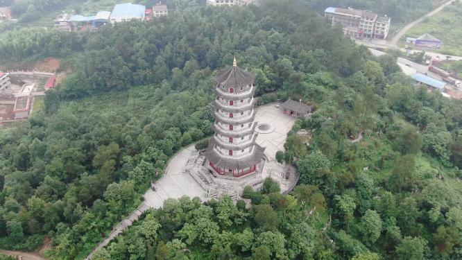 航拍湖南娄底双峰县文塔