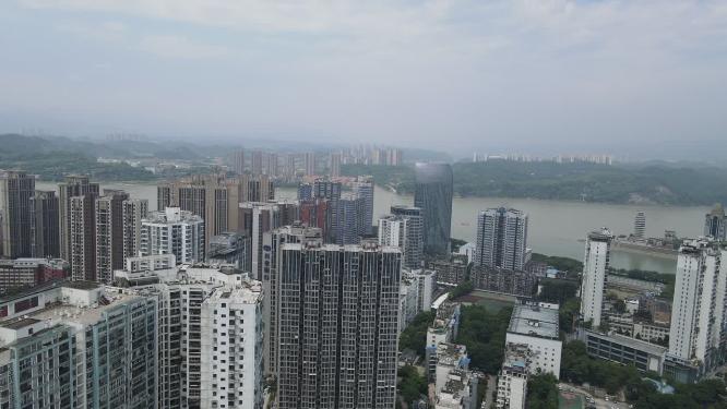 航拍湖北宜昌城市建设宜昌大景