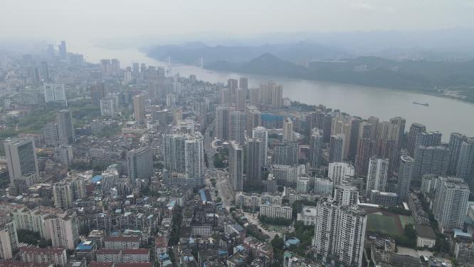航拍湖北宜昌城市建设宜昌大景