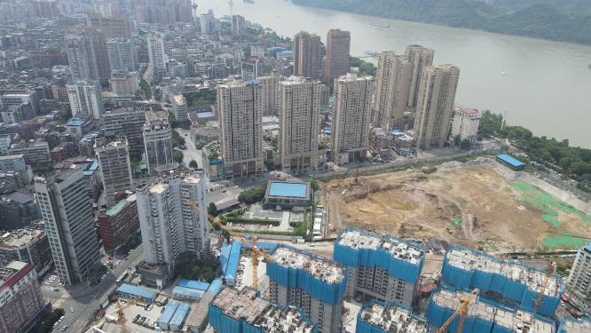 航拍湖北宜昌城市建设宜昌大景