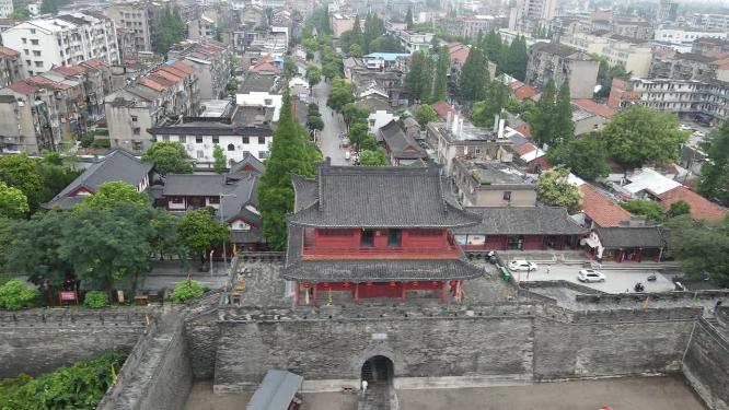 航拍湖北荆州古城历史文化旅游区