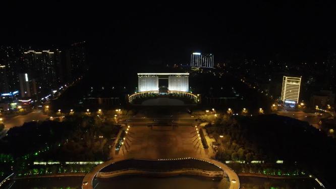 湖南吉首市政府夜景航拍