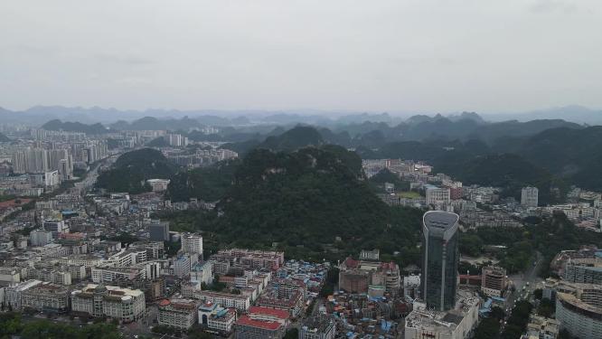 航拍广西柳州城市风光地标建筑