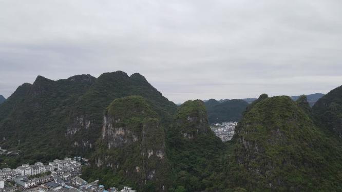 航拍广西桂林哈斯特山川地貌风景奇山