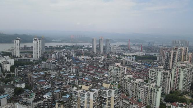 航拍湖北宜昌城市建设宜昌大景