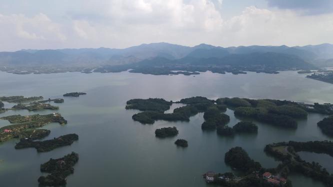 航拍湖北赤壁陆水湖景区