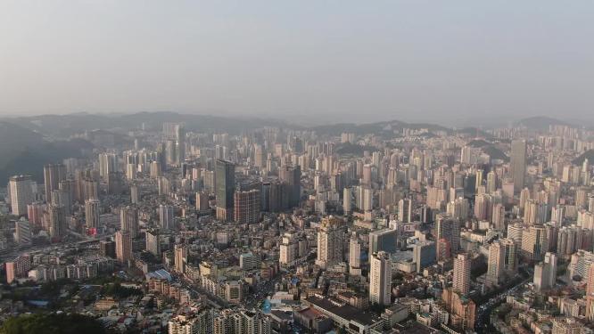 航拍贵州贵阳城市建设城市天际线
