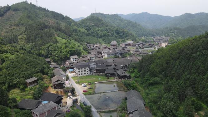 湖南通道皇都侗民族文化村侗寨航拍