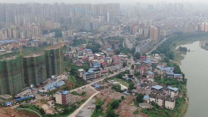 航拍湖南邵阳城市建设邵阳高楼邵阳大景