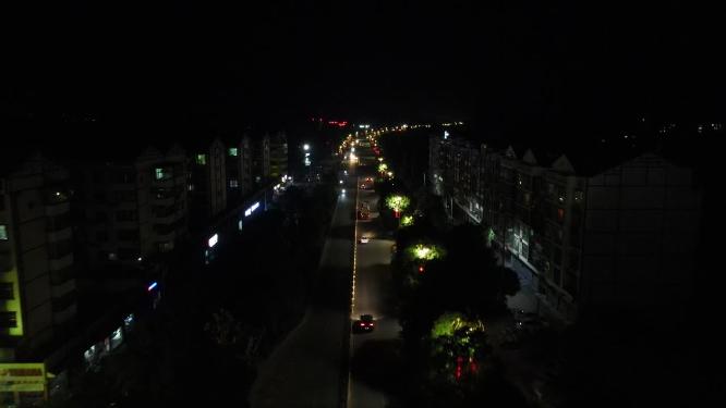 航拍湖南怀化靖州城市夜景