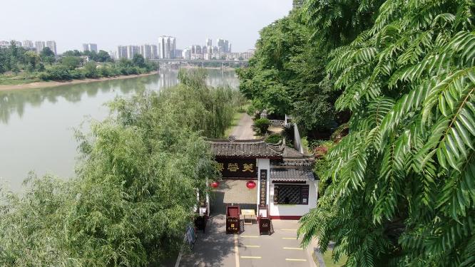航拍湖南怀化黔阳古城芙蓉楼