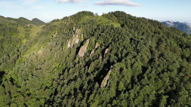 航拍湖北神农架大山石林