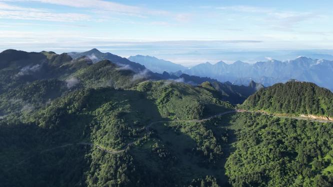 航拍湖北神农架林区原始森林