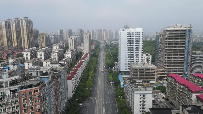 航拍湖南株洲城市交通大道