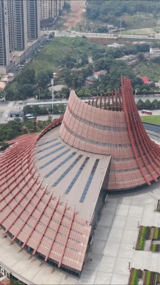 城市航拍湖南株洲神农大剧院