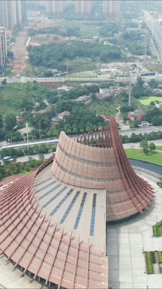 城市航拍湖南株洲神农大剧院