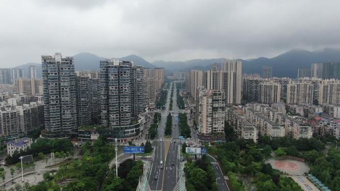 城市航拍湖南湘潭湘乡城市建设