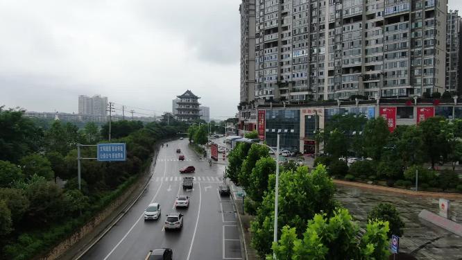 城市航拍湖南湘潭湘乡城市建设
