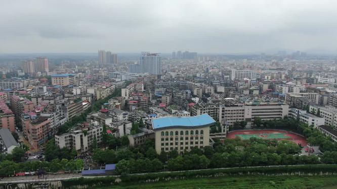 城市航拍湖南湘潭湘乡城市建设