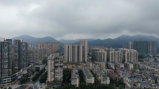 城市航拍湖南湘潭湘乡城市建设