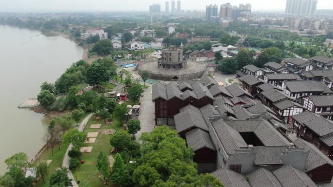 航拍湖南湘潭窑湾历史文化旅游街区