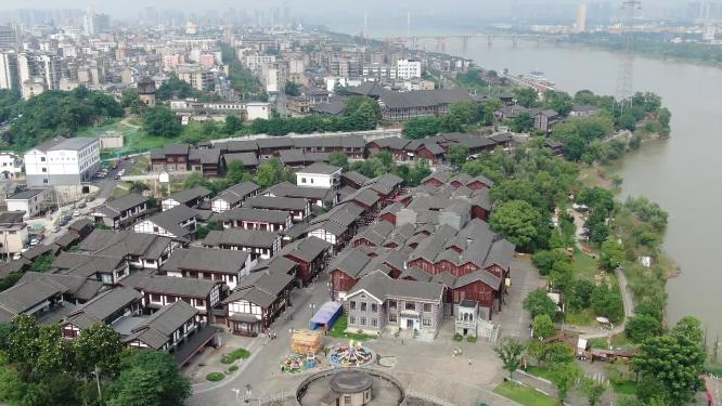 航拍湖南湘潭窑湾历史文化旅游街区