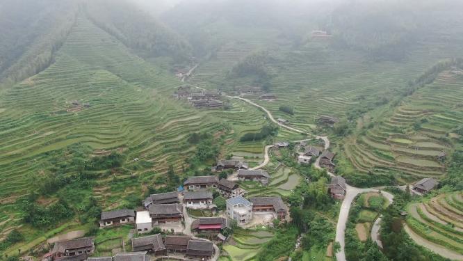 航拍农业种植梯田风光