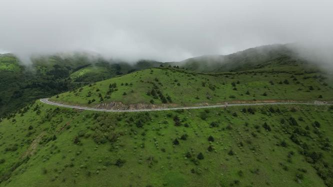 航拍湖北神农架神农顶景区盘山公路