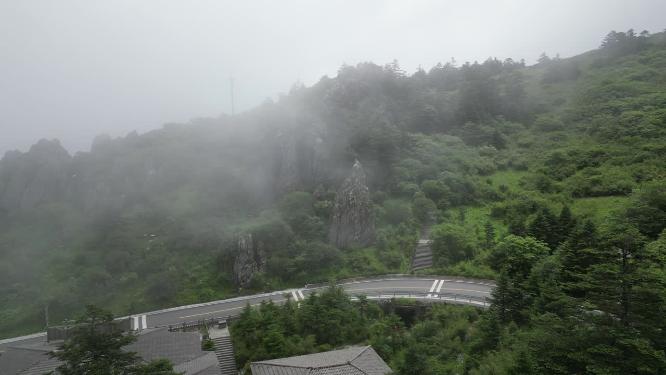 航拍湖北神农架神农顶景区盘山公路