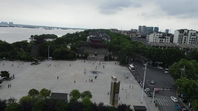 航拍湖南岳阳巴陵广场