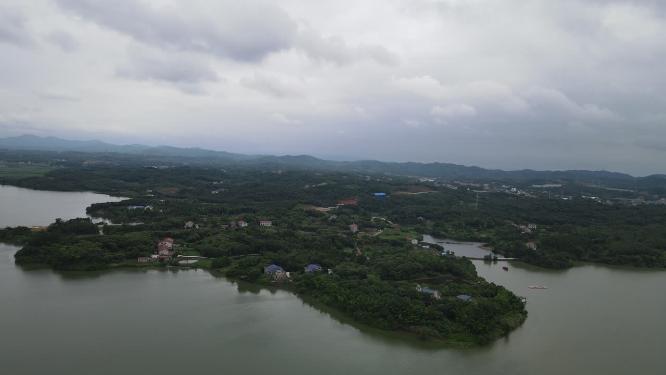 航拍湖南岳阳芭蕉湖景区