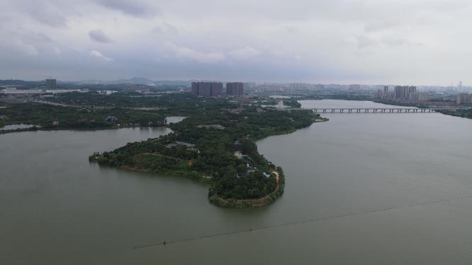 航拍湖南岳阳芭蕉湖景区