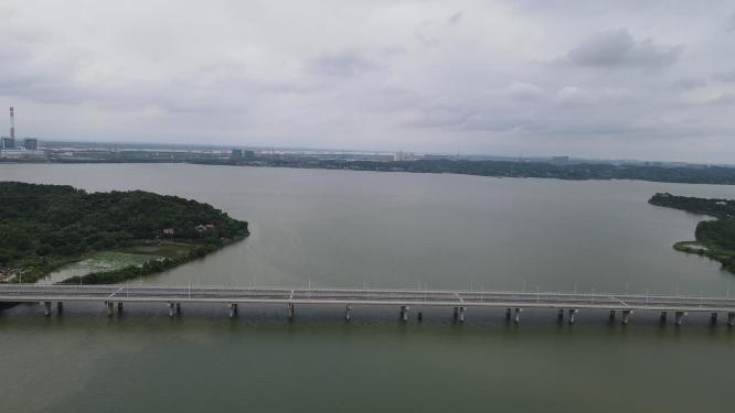 航拍湖南岳阳芭蕉湖景区