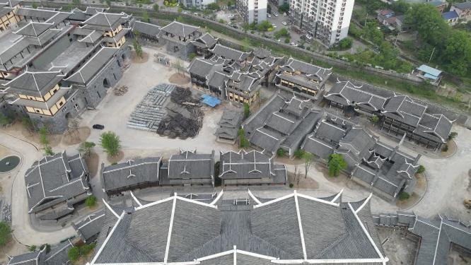航拍湖南张家界大庸古城