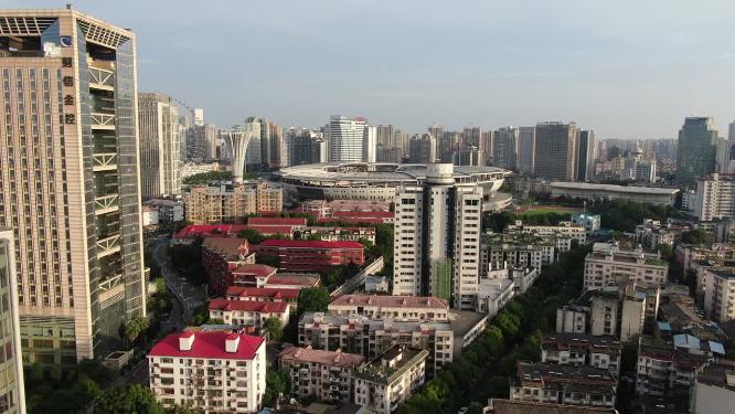 航拍湖南长沙贺龙体育馆