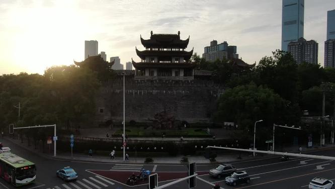 航拍湖南长沙天心阁4A景区地标建筑