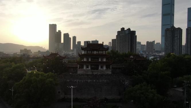 航拍湖南长沙天心阁4A景区地标建筑