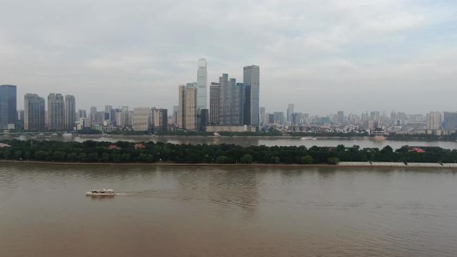 航拍湖南长沙城市天际线长沙大景