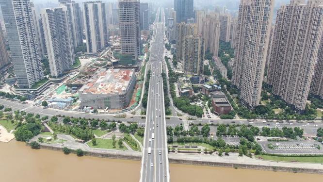 航拍湖南长沙城市天际线长沙大景