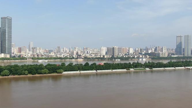 航拍湖南长沙城市天际线长沙大景