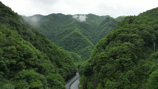 航拍雄伟大山森林自然风光