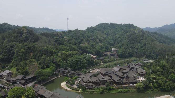 湖南通道皇都侗民族文化村侗寨航拍