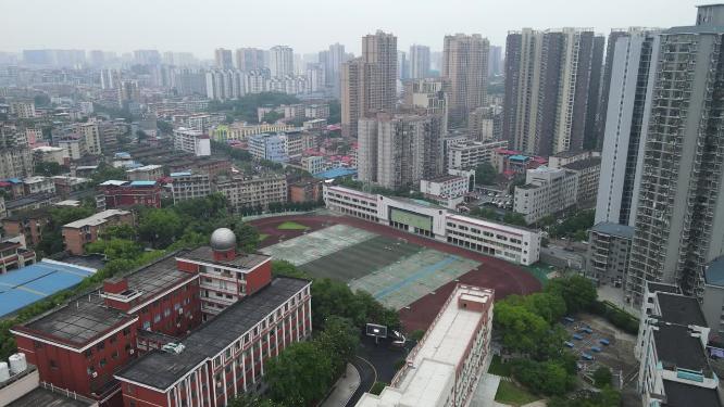 航拍湖南邵阳城市建设城市天际线