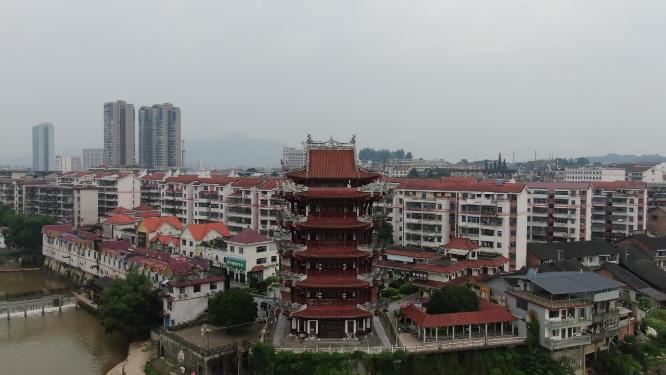 航拍湖南怀化靖州望江阁