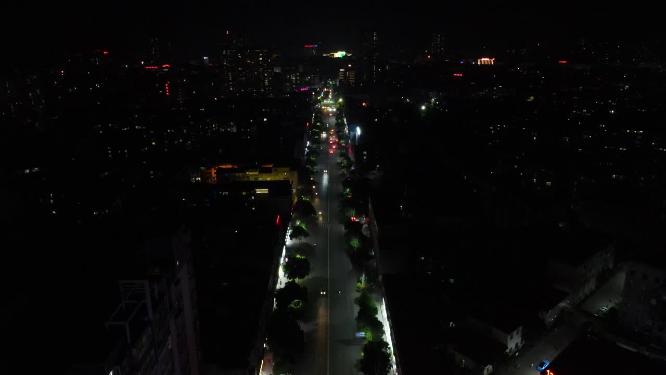 航拍湖南怀化靖州城市夜景