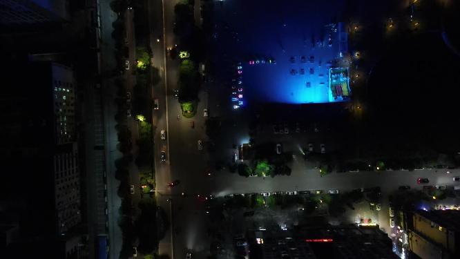 航拍湖南怀化靖州城市夜景