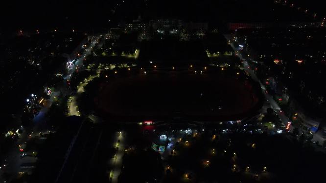 航拍湖南怀化靖州城市夜景