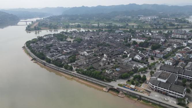 航拍湖南怀化明清古城黔阳古城
