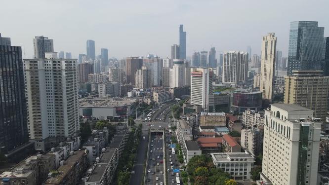 航拍湖北武汉城市交通大道